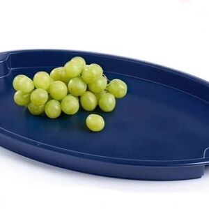 Tupperware Impressions Arctic Night Blue Oval Serving Tray Entertaining